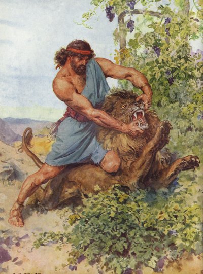 Samson Seized the Lion and Tore It to Pieces by Charles Edmund Brock